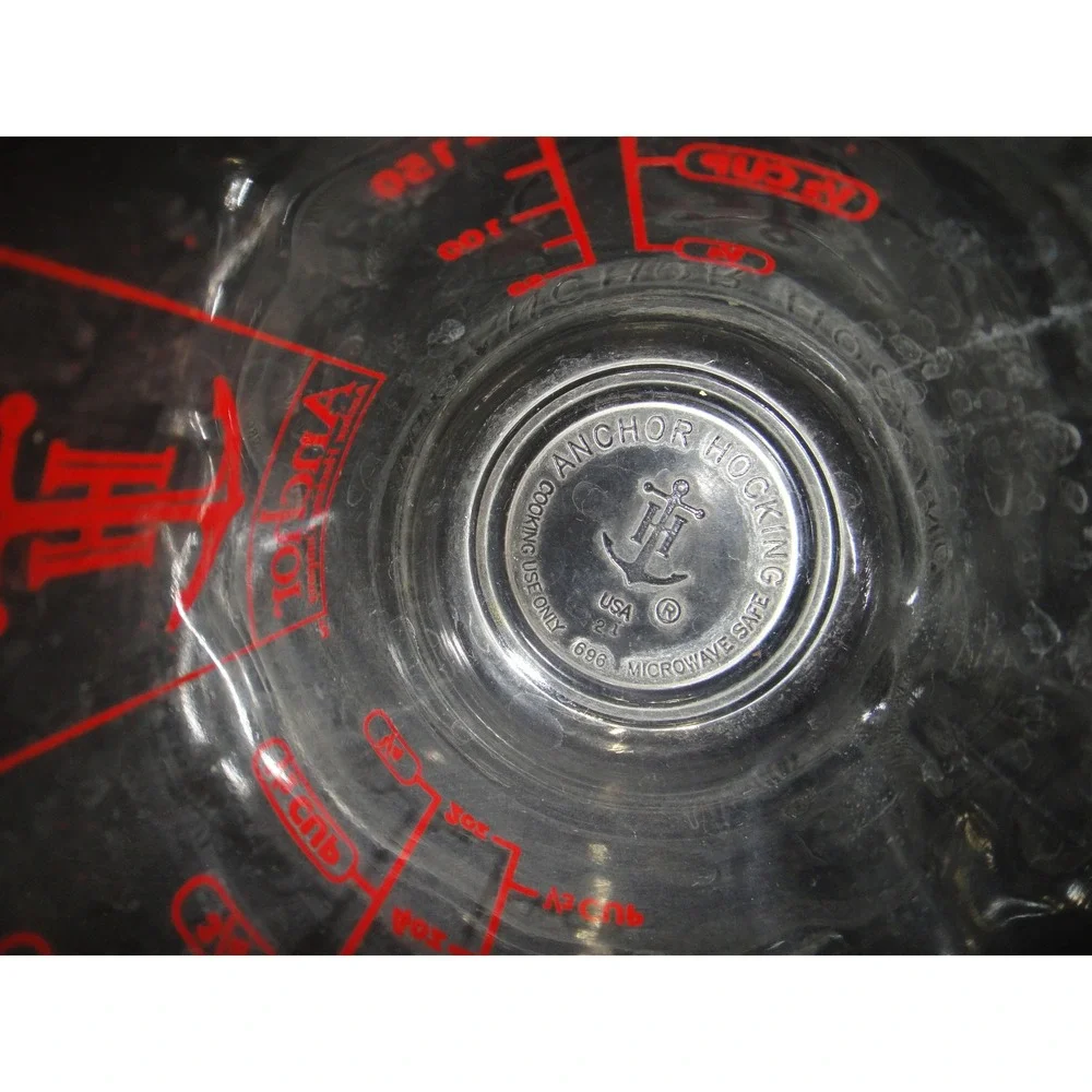 Anchor Hocking 1 Cup Glass Measuring Cup Red Markings 8oz 250ml Microwave Safe